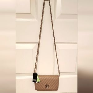 Studio Badgley Mischka Crossbody Bag on Chain w/ Card Slots Taupe NWT 7.5X4.5X2
